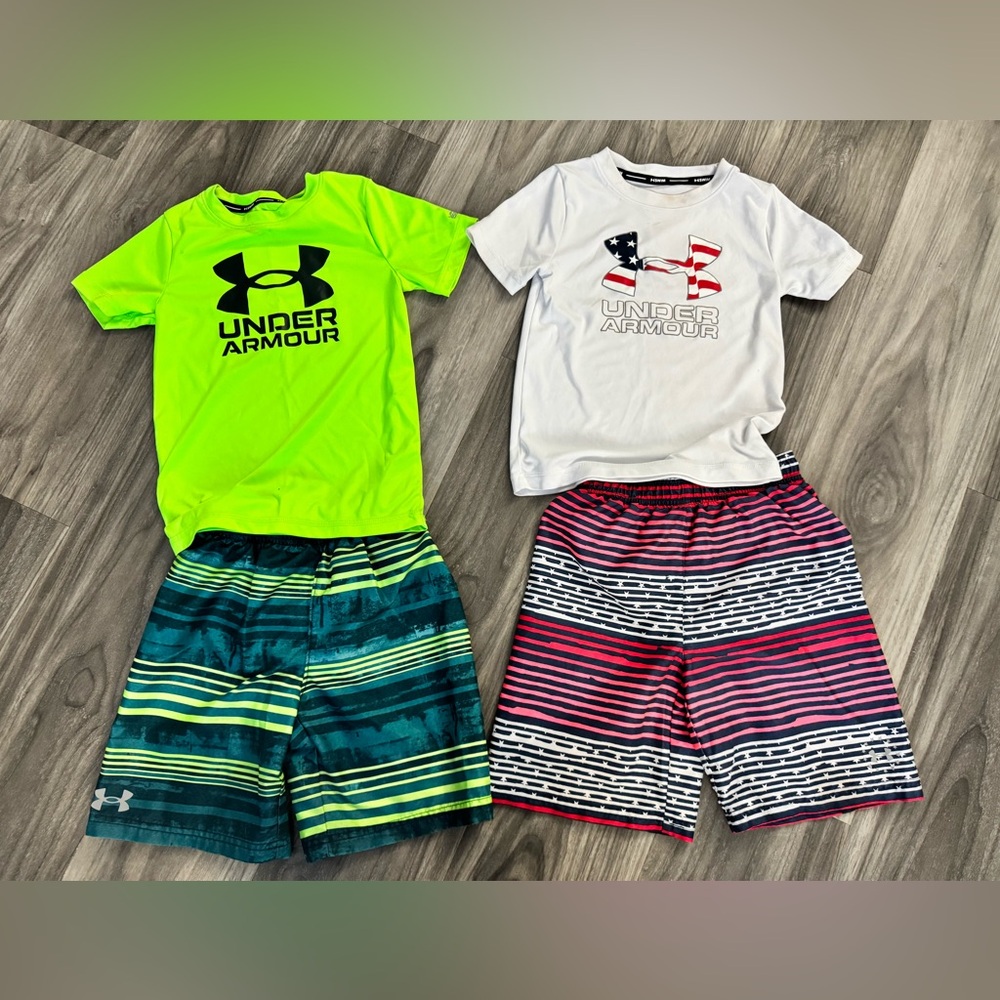 Under Armour Boys Swimsuits- Neon Green & Red/White/Blue